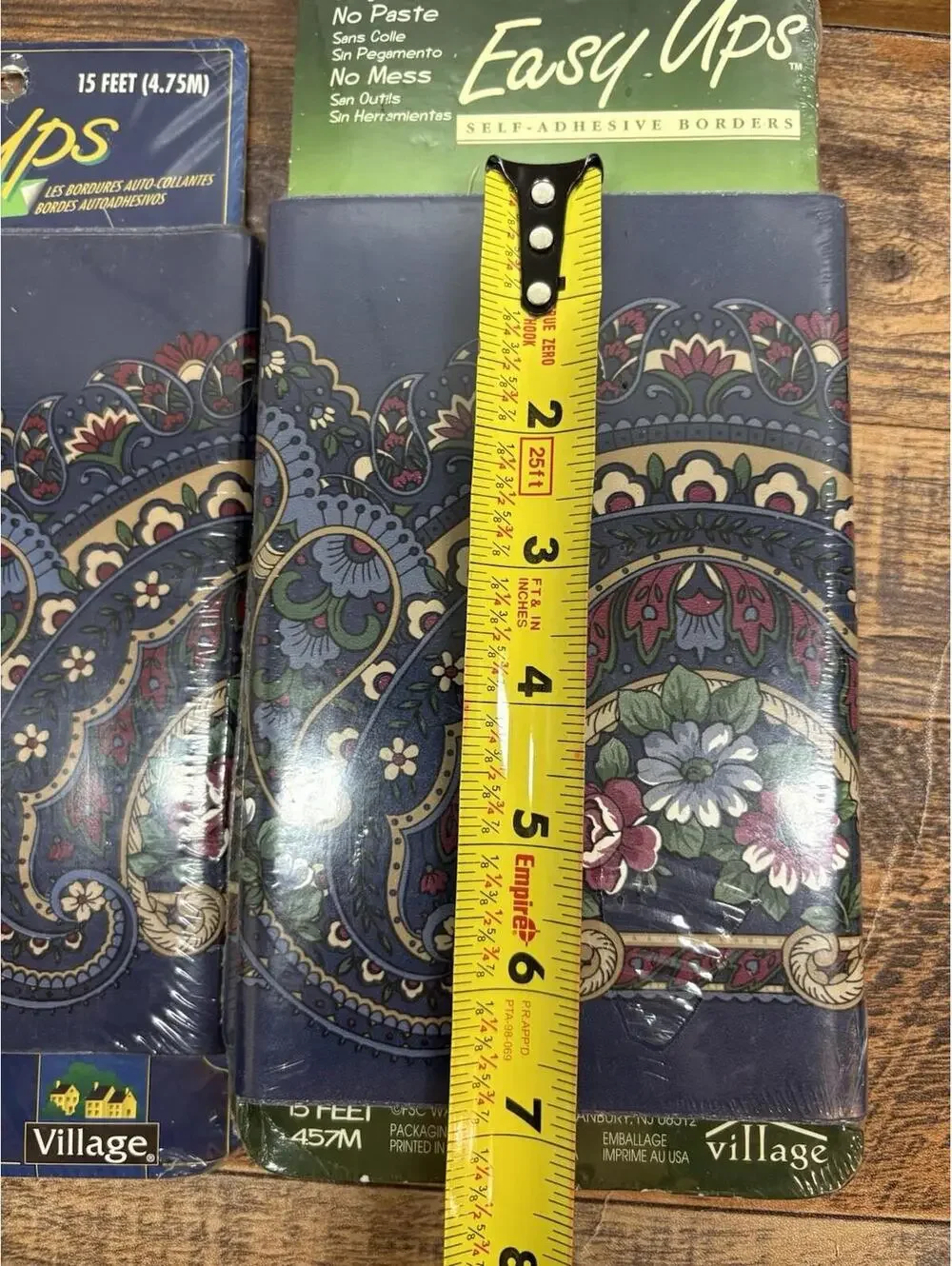 4x Easy Ups Self Adhesive Wall Borders Decorative Edge Floral Paisley 15 ft Vtg